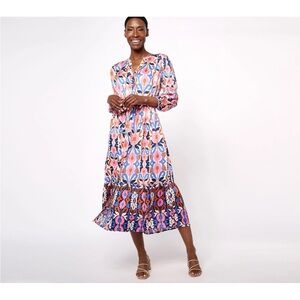 Destination 365 Printed Button-Front Dress Pearl Pink Size 2X Resort Wear Travel